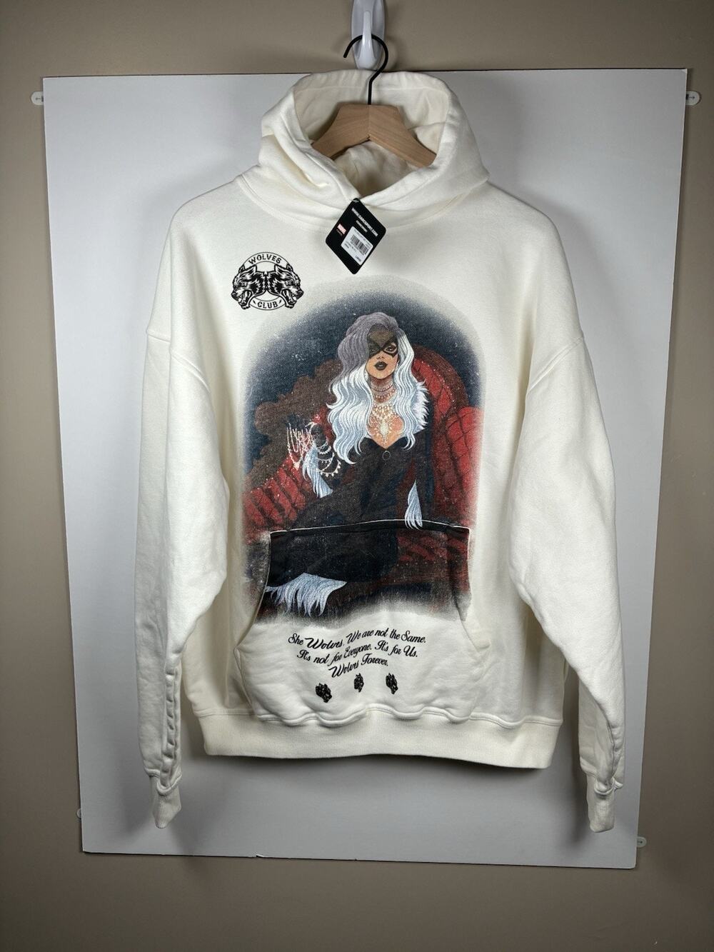 Darc Sport Marvel Black Cat Pierce Hoodie Cream L NWT Limited Edition 591/1000